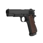 Komplettset KJ Works M1911 Vollmetall Softair-Co2-Pistole Schwarz/Braun Kaliber 6 mm BB Blowback (P18)