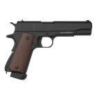 Komplettset KJ Works M1911 Vollmetall Softair-Co2-Pistole Schwarz/Braun Kaliber 6 mm BB Blowback (P18)