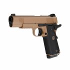 Komplettset KJ Works KP-07 M1911 MEU Vollmetall Softair-Co2-Pistole Desert Kaliber 6 mm BB Blowback (P18)