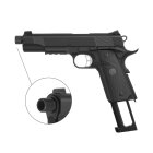 Komplettset KJ Works M1911 MEU TBC Vollmetall Softair-Co2-Pistole Schwarz Kaliber 6 mm BB Blowback (P18)