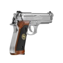 Komplettset WE M92 Samurai Edge Biohazard Vollmetall Softair-Co2-Pistole Silber Kaliber 6 mm BB Blowback (P18)
