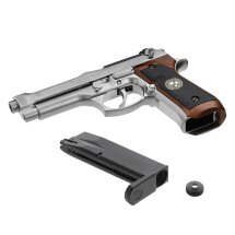 Komplettset WE M92 Samurai Edge Biohazard Vollmetall Softair-Co2-Pistole Silber Kaliber 6 mm BB Blowback (P18)