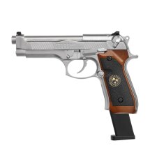 Komplettset WE M92 Samurai Edge Biohazard Vollmetall Softair-Co2-Pistole Silber Kaliber 6 mm BB Blowback (P18)