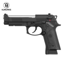 KJ Works M9IA Vollmetall Softair-Co2-Pistole Schwarz Kaliber 6 mm BB Blowback (P18)