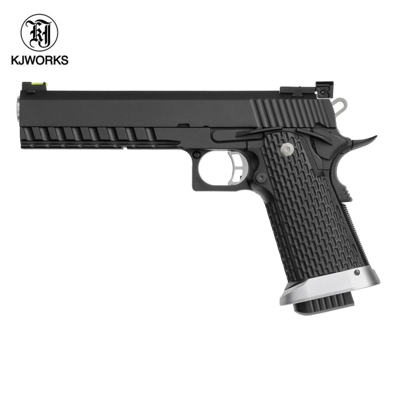 KJ Works Hi-Capa 6 Vollmetall Softair-Co2-Pistole Schwarz Kaliber 6 mm BB Blowback (P18)
