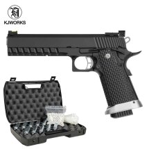 Komplettset KJ Works Hi-Capa 6 Vollmetall Softair-Co2-Pistole Schwarz Kaliber 6 mm BB Blowback (P18)