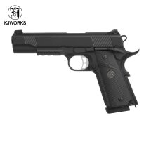 KJ Works M1911 MEU Vollmetall Softair-Co2-Pistole Schwarz Kaliber 6 mm BB Blowback (P18)