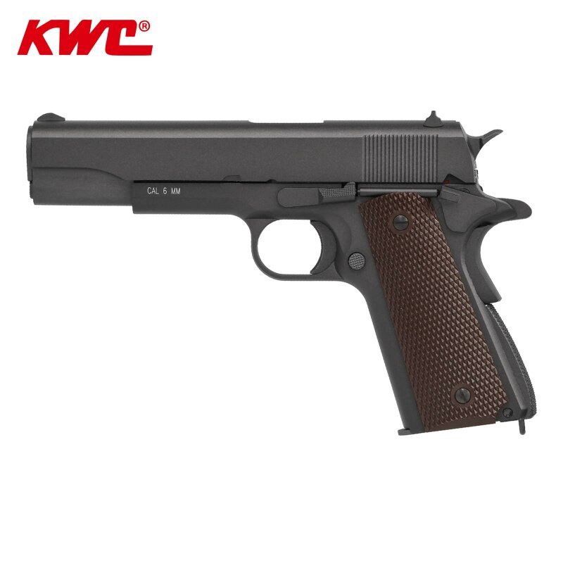 KWC M1911 Vollmetall Softair-Co2-Pistole Schwarz Kaliber 6 mm BB Blowback (P18)