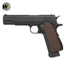 WE M1911 A1 Vollmetall Softair-Co2-Pistole Schwarz/Braun Kaliber 6 mm BB Blowback (P18)
