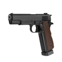 Komplettset WE M1911 A1 Vollmetall Softair-Co2-Pistole Schwarz/Braun Kaliber 6 mm BB Blowback (P18)