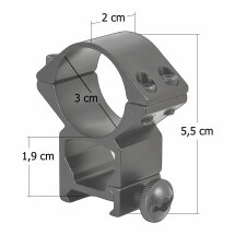 TFI Montage für Optik mit 30 mm Rohrdurchmesser für Weaver-Schiene