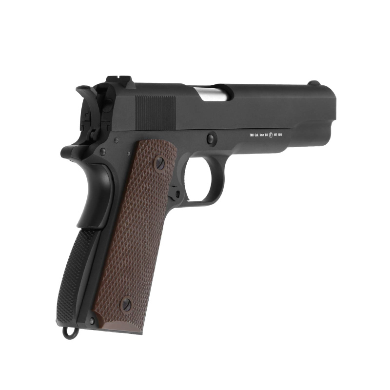 WE M1911 Vollmetall Softair-Co2-Pistole Schwarz/Braun Kaliber 6 mm BB