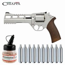 SET Chiappa Rhino 60DS Co2-Revolver Nickel Lauflänge 6" - 4,5 mm Stahl BB (P18)