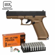 SET Glock 17 Gen5 Schreckschuss Pistole French Army 9 mm P.A.K. (P18) + 50 Platzpatronen 9 mm P.A.K.