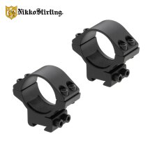 Nikko Stirling Mountmaster 30 mm Low Montageringe mit Stopperstift für 11 mm Prismenschiene - 2 Stück