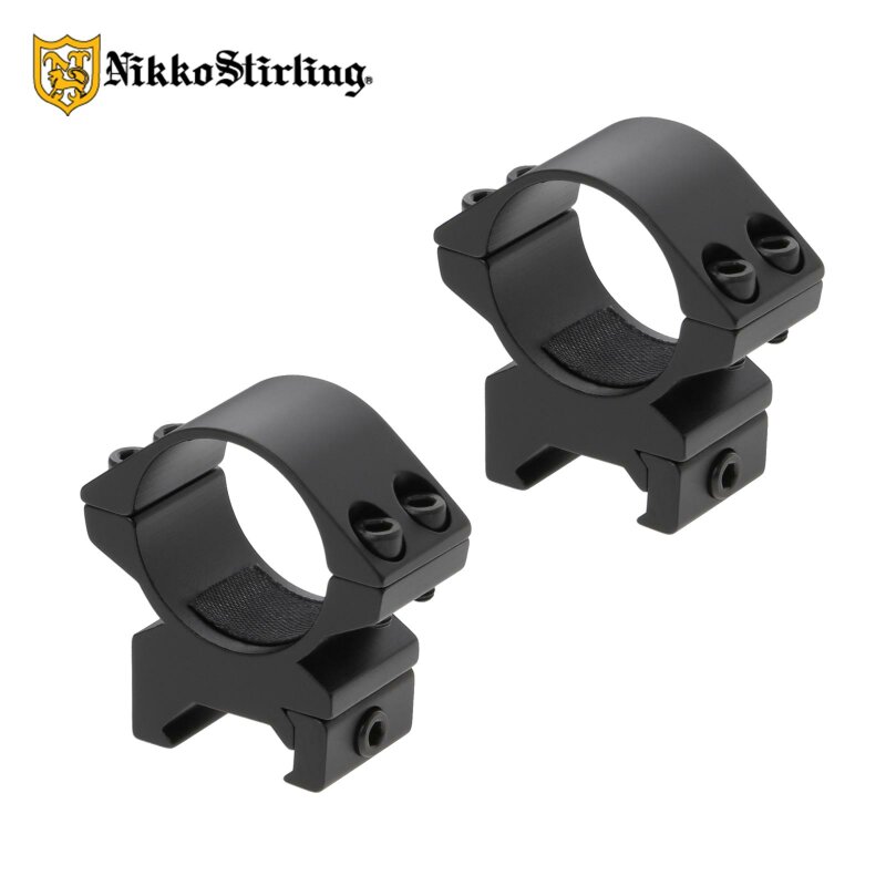 Nikko Stirling Mountmaster 30 mm Low Montageringe mit Stopperstift für Weaverschiene - 2 Stück