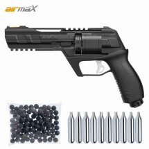 SET AirmaX Defender Co2-Revolver cal .50 Defense Training Marker (P18) + 100 Rubberballs + 10 Co2 Kapseln