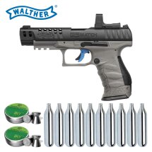SET Walther Q5 Match 5" Combo Set Tungsten Gray - 4,5 mm Diabolo Blowback Co2-Pistole (P18)
