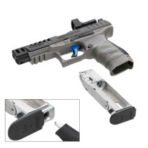 SET Walther Q5 Match 5" Combo Set Tungsten Gray - 4,5 mm Diabolo Blowback Co2-Pistole (P18)