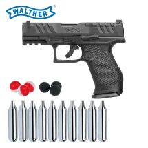 SET Walther Defense Training Marker T4E PDP Compact 4" - cal .43 Schwarz (P18) + Rubberballs + Pepperballs