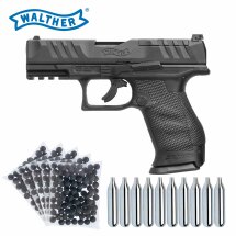 SET Walther Defense Training Marker T4E PDP Compact 4" - cal .43 Schwarz (P18) + Rubberballs 500 Stück