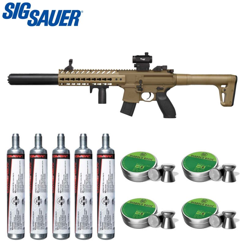 SET SIG SAUER MCX Co2-Gewehr FDE 4,5 mm Diabolo (P18) + 1 x 20 Red Dot