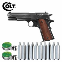 SET Colt Government 1911 A1 Antik-Finish 4,5 mm Diabolo (P18) Co2-Pistole