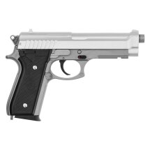 SET Cybergun PT92  H.P.A. Federdruck Softair-Pistole 6 mm BB Silber (P14) + 800 BBs