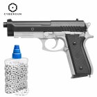 SET Cybergun PT92  H.P.A. Federdruck Softair-Pistole 6 mm BB Bicolor (P14) + 800 BBs