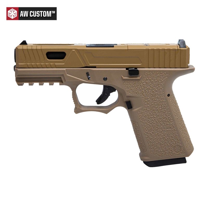 AW Custom VX9 Mod. 3 Precut Softair-Pistole FDE Dark Earth Kaliber 6 mm BB Gas Blowback (P18)