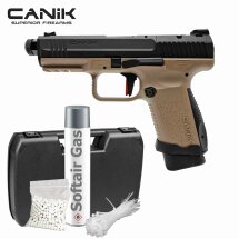 Komplettset Canik TP 9 Elite Combat Softair-Pistole Bicolor Kaliber 6 mm BB Gas Blowback (P18)