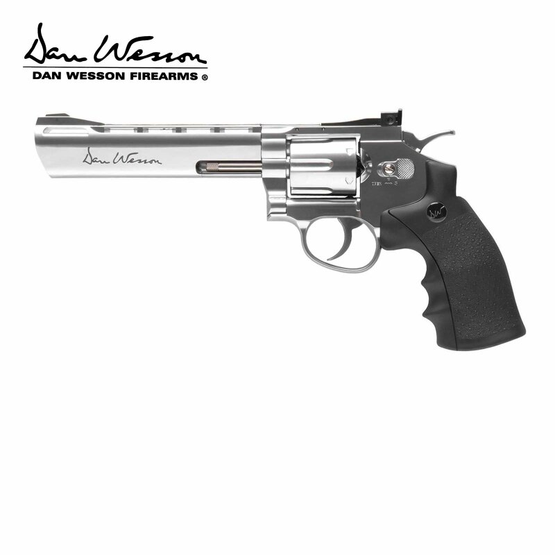 Dan Wesson 6" Softair-Co2-Revolver Silber Vollmetall Kaliber 6 mm BB (P18)