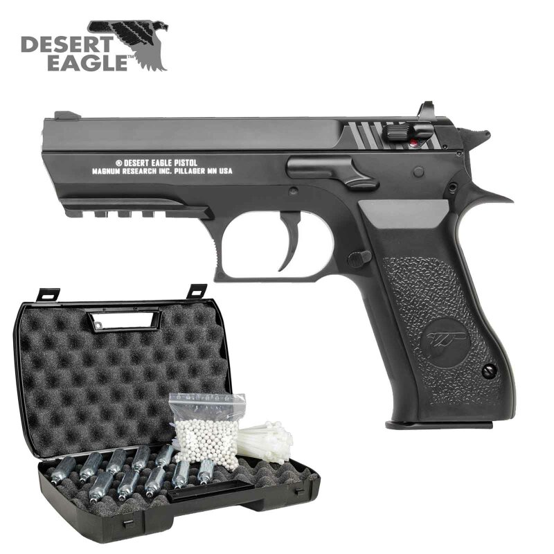 Komplettset Baby Desert Eagle Softair-Co2-Pistole Schwarz Kaliber 6 mm BB (P18)