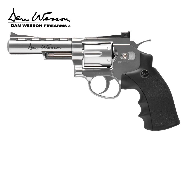 Dan Wesson 4" Softair-Co2-Revolver Silber Vollmetall Kaliber 6 mm BB (P18)