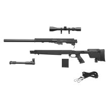 SET GSG 4406 Sniper Softair-Gewehr Kaliber 6 mm BB Federdruck Schwarz (P18) + 800 BBs