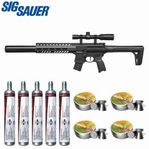 SET SIG SAUER MCX Co2-Gewehr Schwarz 4,5 mm Diabolo (P18) mit R.I.S Schienensystem + 1-4x24 Zielfernrohr