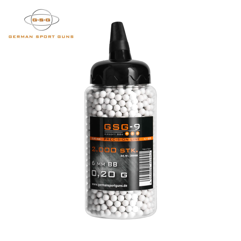 GSG GSG-9 Precision Line Softair BBs  - 6 mm BB/0,20 g/2000 Stück Flasche Weiß