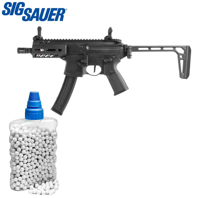 SET Sig Sauer ProForce MPX K Sportline S-AEG Softair-Gewehr Kaliber 6 mm BB Schwarz (P18) + 800 BBs