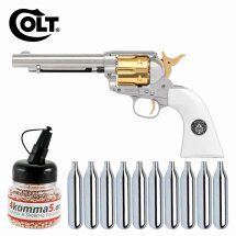SET Colt Single Action Army® Smoke Wagon Nickel Finish Co2-Revolver Kaliber 4,5 mm BB (P18)