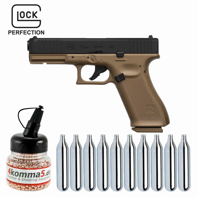SET Glock 17 Gen5 Coyote Co2-Pistole Kaliber 4,5 mm Stahl BB Blowback (P18)
