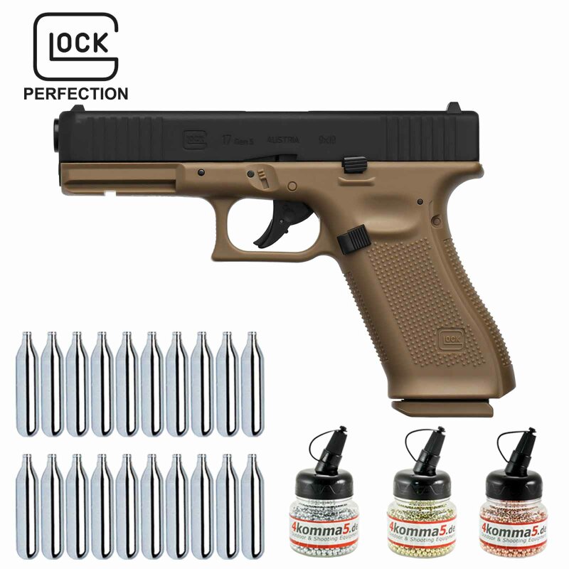 Superset Glock 17 Gen5 Coyote Co2-Pistole Kaliber 4,5 mm Stahl BB Blowback (P18)