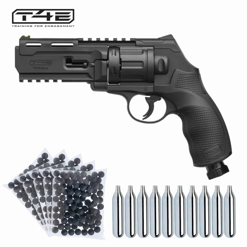 SET T4E Defense Training Marker HDR 50 (TR 50) Gen2 Revolver Co2 cal .50 - 7,5 Joule (P18) + 500 Rubberballs + 10 Co2 Kapseln