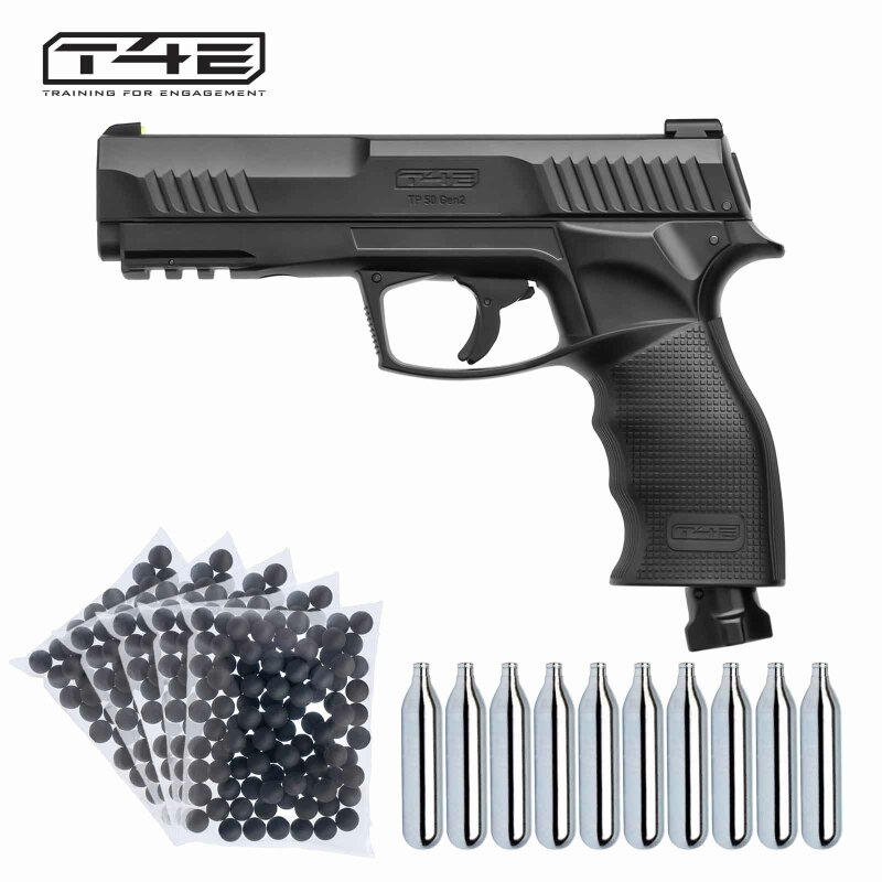 SET T4E HDP 50 (TP 50) Gen2 RAM Co2-Pistole cal .50 Defense Training Marker von Umarex (P18) + 500 Rubberballs + 10 Co2 Kapseln