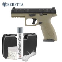 Komplettset Beretta APX RDO Softair-Pistole FDE Kaliber 6 mm BB Gas Blowback (P18)