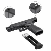 Komplettset Glock 17 GEN5 MOS Softair-Co2-Pistole Schwarz Kaliber 6 mm BB Blowback (P18) 14 Schuss