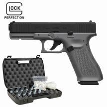 Komplettset Glock 17 GEN5 Tungsten Gray Softair-Co2-Pistole Kaliber 6 mm BB Blowback (P18)