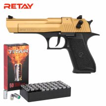 SET Retay Big Fifty LW Gold Schreckschuss Pistole 9 mm...