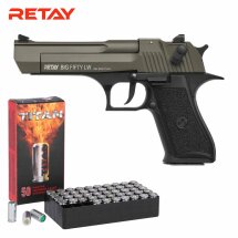 SET Retay Big Fifty LW Oliv Schreckschuss Pistole 9 mm...