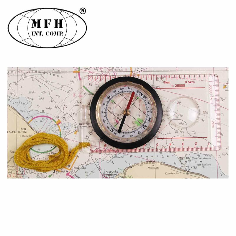 Karten-Kompass mit Lupe und Meßeinrichtung