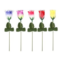 5 Kunstblumen Motiv Heckenrose mit Schnee und Tüll...